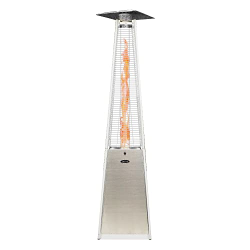 Belleze 42,000 Btu Gas Outdoor Pyramid Patio Heater With Tall Dancing Flame, Piezo Ignition System And Wheels For Smooth Mobility And Lp Propane Heat Csa Certified - Stainless Steel #TOP14