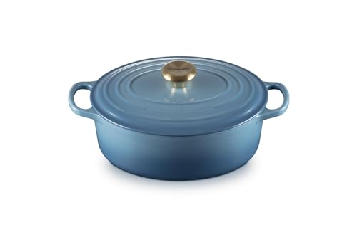 Le Creuset Cocotte en Fonte Émaillée Signature avec Couvercle, Ø 27 cm, Ovale, 4.1 L, 4.425 kg, Chambray, 21178274344441