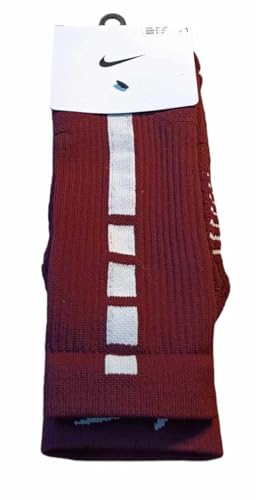 Nike Unisex Basketball Crew Socks YTH 5Y-7Y, W 6-10, M 6-8 Wine/White