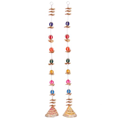 Image of Prapti Handicrafts Handmade Traditional Wall and Door Hanging for Home Decor | Diwali Decor | Wedding and All Festival Decoration | Decorative Pooja Room (35 Inches Height - Pack of 2) (Style 3)