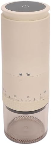 Generic Electric Coffee Grinder, Compact Lightweight Coffee Grounder Mill with 38 Grind Settings Battery Level Display, Quick USB Charging, Ideal for Home Office Travel (Beige) — view 3