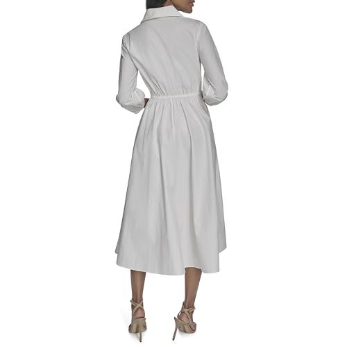 Image of Halston Women's Cotton Poplin Waist Tie Fit & Flare Dress