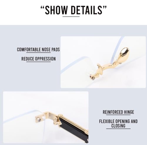 Image of IFLASH Retro Rimless Sunglasses Rectangle Women Men Vintage Frameless Sun Glasses