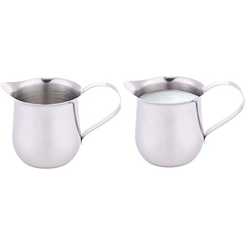 Small Stainless Stee Milk Cup, Handheld Coffee Creamer Milk Frothing Pitcher Jug Cup, for Making Cappuccino Frothing Milk Coffee Latte Decorating, Coffee Machine (90ml,2 pcs) Cover