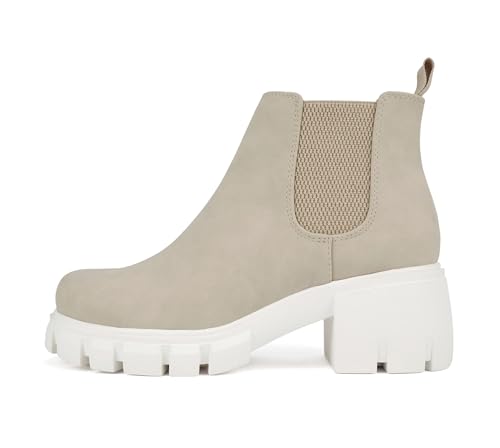 Image of Soda PIONEER ~ Women Lug Sole Mid Heel Chelsea Fashion Ankle Bootie w /Double Elastic Gore