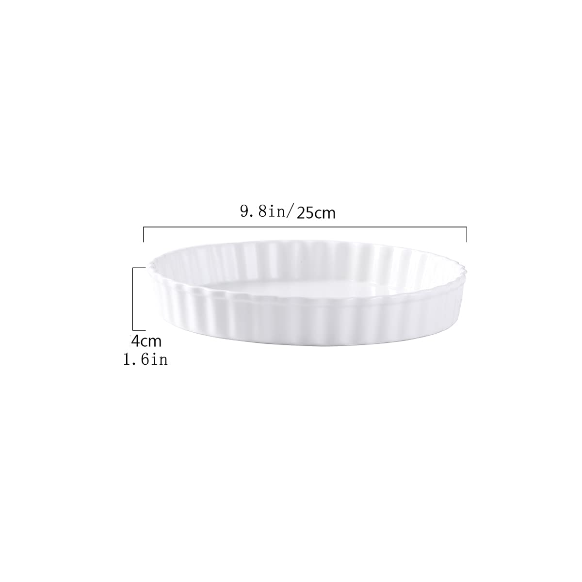 Naczynie do pieczenia w piekarniku, ceramiczne naczynia do pieczenia, okrągłe, karbowane naczynie do pieczenia quiche Forma ceramiczna idealna do pieczenia tart, kremu brulee, potraw z kremem i sernik
