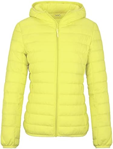 Wantdo Women's Short Down Jacket Packable Light Warm Winter Coats (Yellow, 2X-Large)