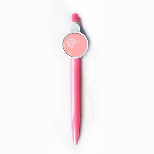 Stylo à bille rétractable bleu anti-bavure design fleuri romantique