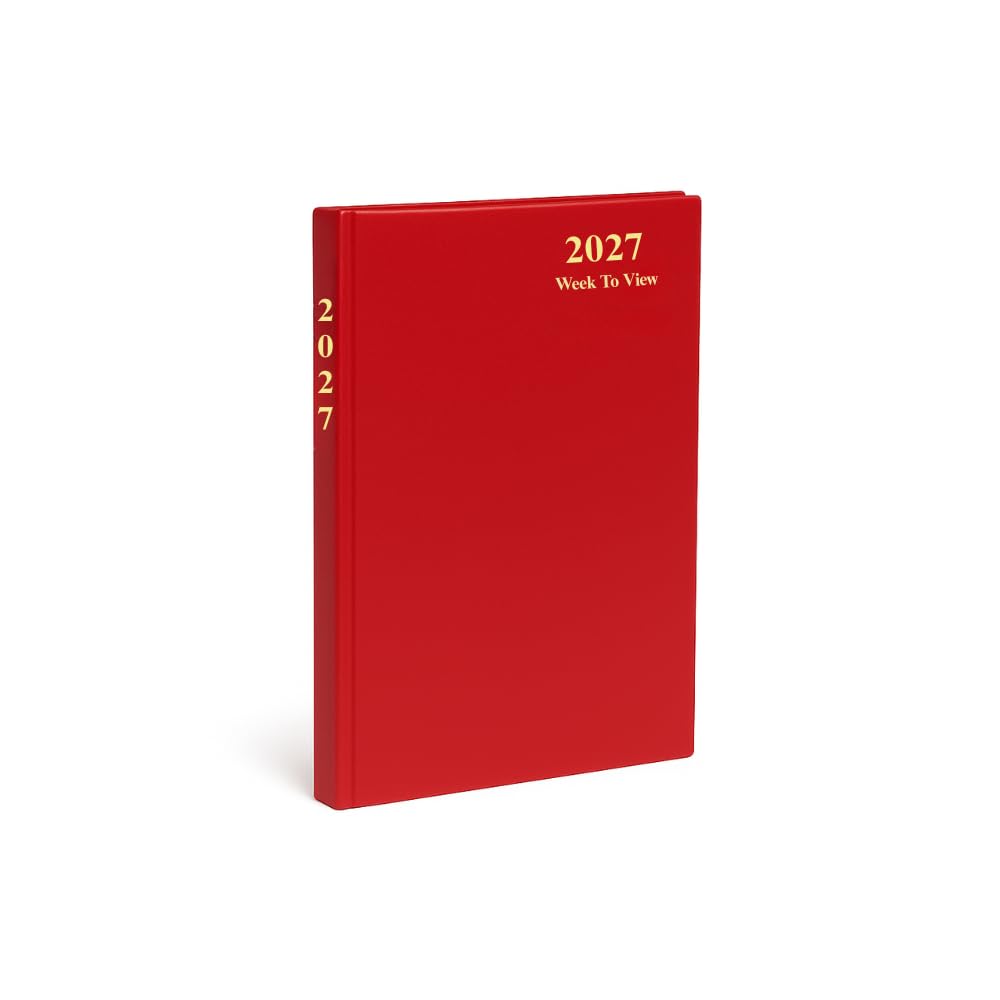 eMKay® 2027 A5 Week-to-View Classic Diary – Hardback Casebound Organiser | A5 Week Per View Planner with Ribbon Marker & UK Content (BURGUNDY)