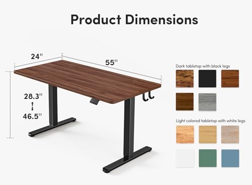 Image of FEZIBO Electric Standing Desk, 55 x 24 Inches Height Adjustable Stand up Desk, Sit Stand Home Office Desk, Computer Desk, Black Walnut