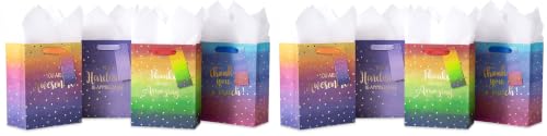 Image of Loveinside Medium Size Gift Bags, Employee Appreciation Thanks Pattern Gift Bag with Tissue Paper for Shopping, Parties, Wedding, Baby Shower, Craft-8 Pack, 7 inch X 4 inch X 9 inch