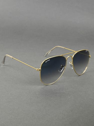 Image of GYNK Men's Aviator Sunglasses | Toughened Glass Lens | UV400 Protection | Lightweight Metal Frame Pilot Sunglasses for Driving, Travel, Outdoor Activities & Daily Wear