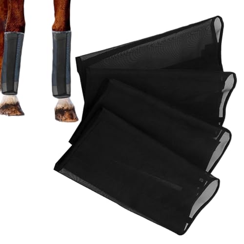 Leggings da mosca equina - Set di 4 stivali da cavallo in rete traspirante | Guardie per gambe all'aperto per fattoria, ranch, uso di praterie, stabili, attrezzature portatili