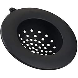 Silicon Para Fregadero iDesign Austin Tapón de Silicona Fregadero, Filtro para Ducha Redondo, Negro, 10,9 cm x 3,6 cm