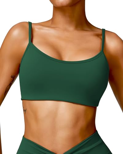 Image of QUOJIZY Sports Bras for Women Open Back Workout Tops for Women Yoga Bra Spaghetti Straps Twist Back