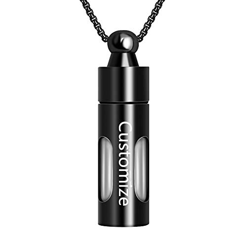 abooxiu Glass Container Urn Necklaces for Ashes Stainless Steel Cremation Jewelry Memorial Pendant Keepsake - Customize Available