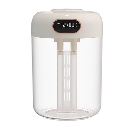 SHOOYIO Humidificador purificador de aire con tecnología de doble aspersión de 4 L, control vocal, reloj silenciador, modo tranquilo, humidificador de doble aspersión