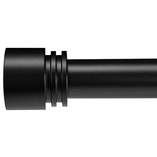 Black Extra Long Curtain Rods 240 Inches - Heavy Duty 1 Inch Adjustable Metal Drapery Rod for Large Windows, Sliding Doors, 5 Holders, Wall & Ceiling Mount, Easy Installation, Modern Design