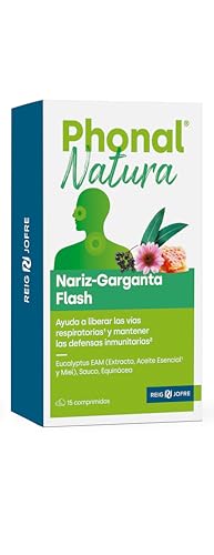 Cuidado de la nariz, garganta y vías respiratorias. Phonal® Natura Nariz-Garganta Flash. 15 Comprimidos. Reig Jofre.