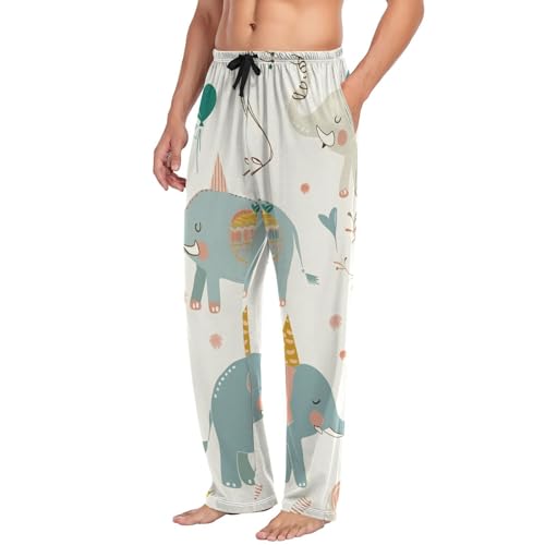 Birthday Elephant Pajama Pants for Men Comfort Sleep Lounge Bottoms Straight-fit with Pockets S-XXL3