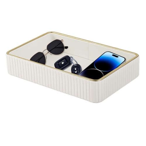 XNONE Vassoio in pelle PU, organizer da scrivania, organizer per comodino, portachiavi, vassoio decorativo per telefono, portafoglio, gioielli, orologi, profumi, accessori per bagno e camera da letto