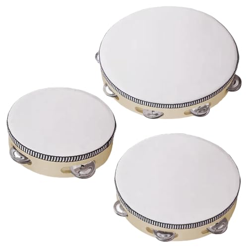 Ahuuen Tamburello per Bambini | Set Di 3 Tamburelli Musicali Manuali Per Adulti - Tamburi A Mano In Legno Per...
