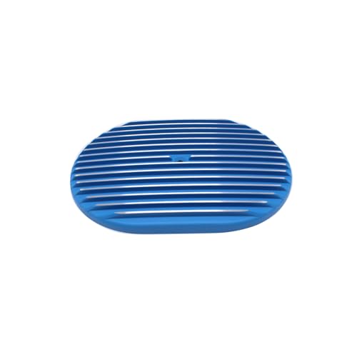 Image of 1 Set SHLPDFM Air Cleaner Polished Aluminum Blue 12 inch inch Oval Full Finned Air Cleaner Assembly Fits for Chevy, Ford, & Mopar Hot Rod