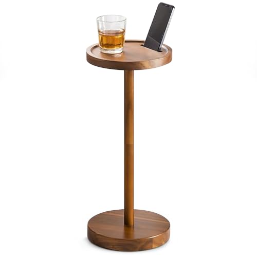 BLUEWEST Drink Table, 22' Tall Compact Side Table with Phone Slot and Weighted Base, Durable...