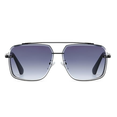 Hanj Vintage Retro 70s Sunglasses for Men Women, Fashion Steampunk Sun Glasses Gold Square Aviator Frame2