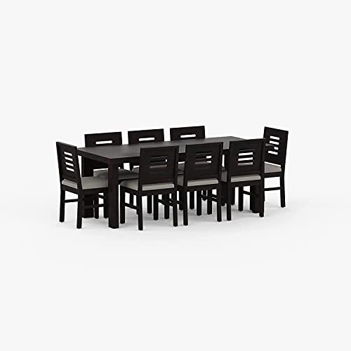 Image of SHRI MINTU'S ART Solid Sheesham Wood Dining Table 8 Seater | Eight Seater Dinning Table with 8 Chairs for Home, Rosewood, Warm Chesnut Finish, Self Assembly Required