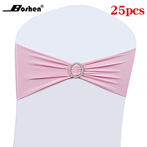 image for Boshen 25PCS Stretch Chair Sashes Bows Chair Bands with Buckle for Wed