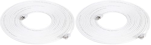 Image of Amazon Basics RJ45 Cat 7 Ethernet Patch Internet Cable, 10 Gbps High-Speed, 600MHz, Double-Shielded, 50 Foot, White (Pack of 2)