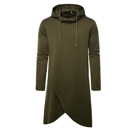 JEShifangjiusu Mens Hipster Irregular Long Sleeve Loose Hooded Shirt Pullover Sweatshirt Lightweight Draped Long Shawl Ruffle