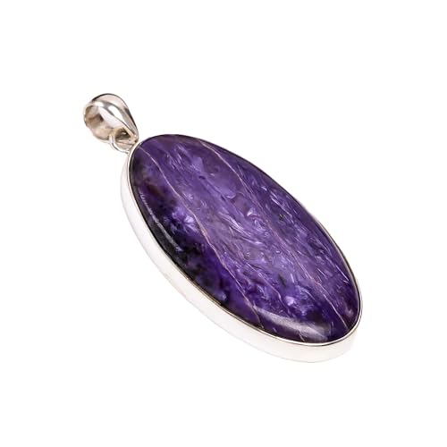 Pendentif charoïte argent 925 cabochon ovale pour femme H-SP16