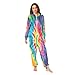ALAZA Painting Color Tie Dye Unisex Onesie Hoody Pajamas Jumpsuit One-Piece Sleepwear for Men Women L Multicolor