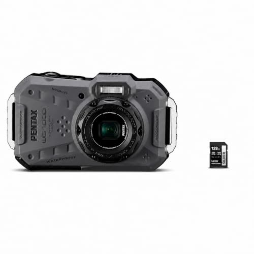 �y���^�b�N�X PENTAX WG-1000 �O���[ �h���J�����i15m�h�� �ϏՌ��j+ Lexar 128GB SDXC�J�[�h �Z�b�g �����B���SD�J�[�h�t �����J���� �A�E�g�h�A �V���m�[�P�����O