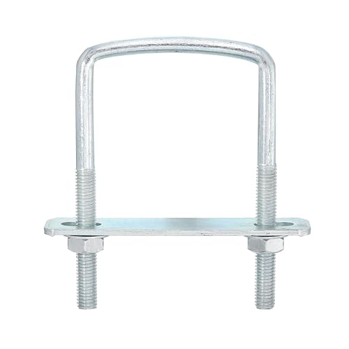 Image of uxcell Square U-Bolts, 6 Sets 60mm Inner Width 100mm Length M8 Zinc-Plated Carbon Steel U Clamp Bolt with Nuts and Plates, for Boat Trailer