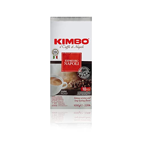 Kimbo Napoli Dark Roast Espresso Coffee Beans, Whole Bean, 500g (2 x 250g Bags)