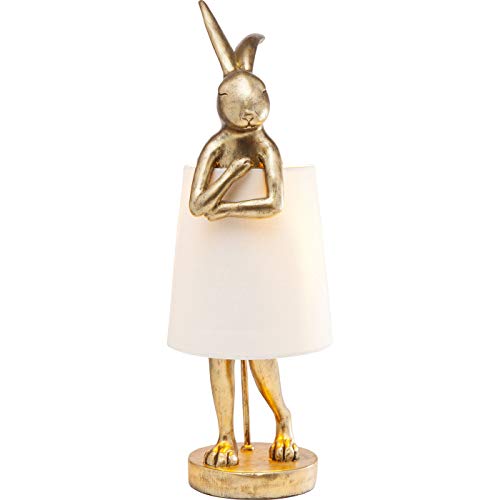 Kare Design Tischleuchte Animal Rabbit, Gold, schöne Tischlampe in Hasen Form, weißer Lampenschirm, edele Tischleuchte, (H/B/T) 68x23x23cm