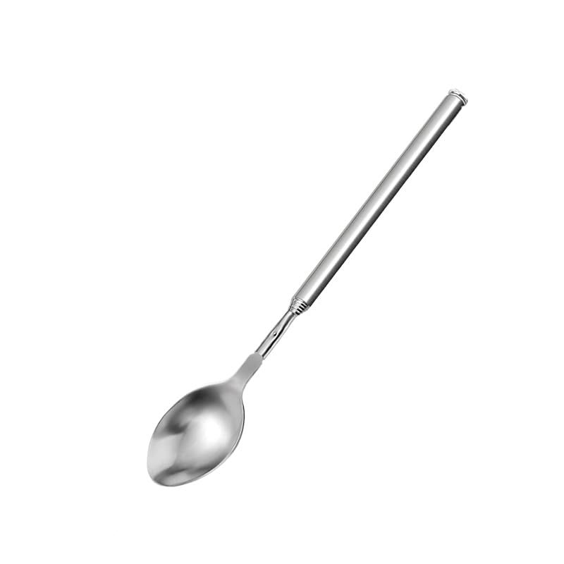 Stainless Steel Extendable Spoon 8.7-25.4 Inch Long Extendable Handle Dinner Fruit Dessert ladle for Barbecue, Dinner, Dessert, Fruit (1 Spoon)