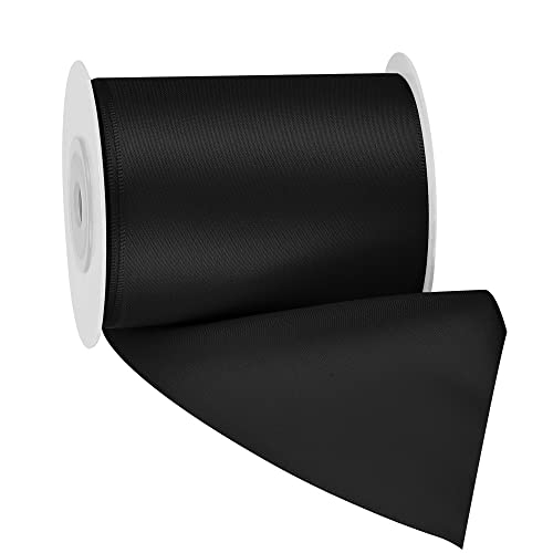 Image of LIUYAXI Black Double Faced Satin Ribbon, 3 inch X 10 Yards, Solid Fabric Ribbons Roll for Wedding Invitations, Bridal Bouquets, Sewing, Party Decorations, Gift Wrapping and More