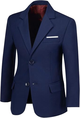 Blazer for Boys Coat One-Button Jacket Blue Suit for Kids Slim Fit Suits with Lapel Formal Blazer Size 4
