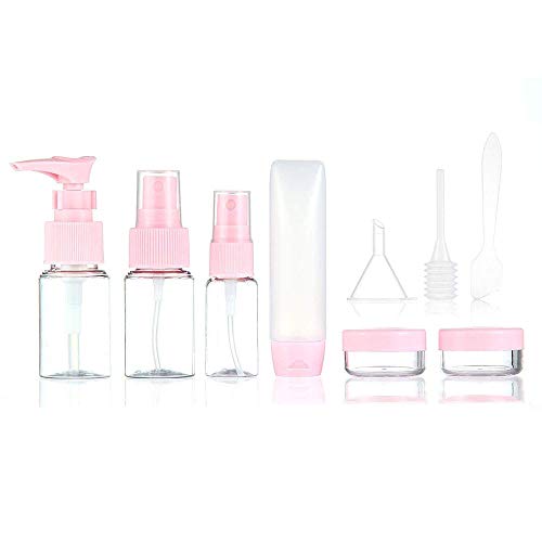 Kit de Bouteille de Voyage Portable, AIDUE Lot de 9 pièces Bouteille à Vide Trousse de Toilette en Plastique pour Shampooing, Lotions, Crèmes - Aéroport Approuvés