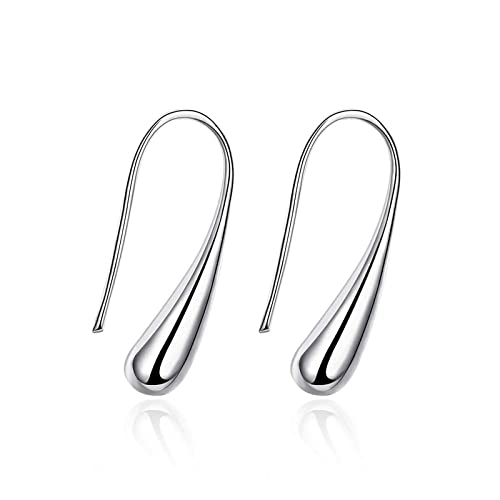 925 Sterling Silver Simple Water Drop Earrings for Women Teardrop Dangle Earrings