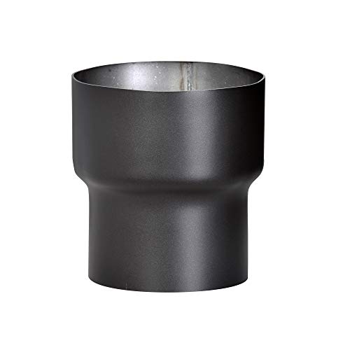 FIREFIX Raccord de transition R150/Ü8 (extension) pour tuyaux de fumée de 2 mm d'épaisseur, laqué noir, pour raccord de poêle de 120 mm à raccord mural de 150 mm