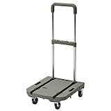 山善(YAMAZEN) 折りたたみ台車 プレミアムコンパクト 39×44cm 耐荷重80kg 【日本製】2輪走行可能 おしゃれ アウトドア 軽量 台車 平台車 オリーブ OTG-HS(OD)