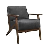 Kinsive Contemporary Accent Chair with Cushion Seat and Back, Solid Wood Frame, Dark Gray Upholstery