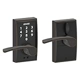 Schlage Touch Century Electronic Lock with Lever Handle, Touchscreen Keypad, Keyless Front Door Entry, Aged Bronze, FE695 CEN 716 MER