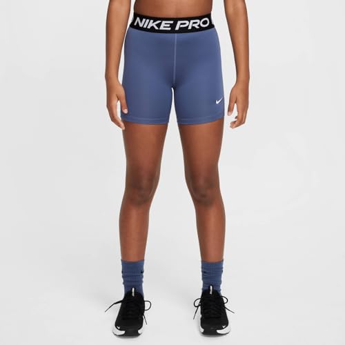 Image of Nike Girls' Pro Shorts (Little Big Kid), Diffused Blue /Black /White