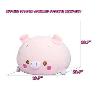 Stuffed Animal Storage Bean Bag Chair Cover for Kids Pink Pig Plush Bean Bag Chair for Girls Large Size Toy Organizer Cover Only Without Filling Stuffed Animal Storage Bean Bag Chair Cover for Kids Pink Pig Plush Bean Bag Chair for Girls Large Size Toy Organizer Cover Only Without Filling